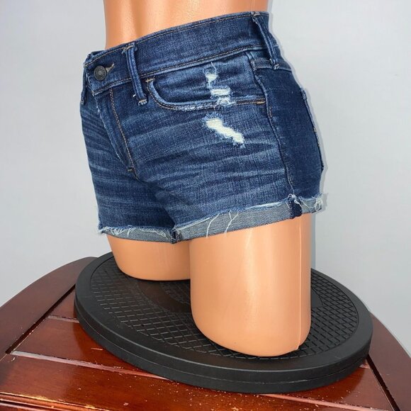 Abercrombie & Fitch Womens 4 / 27 Low Rise Distressed Denim Fringe Cuffed Short - Picture 3 of 11